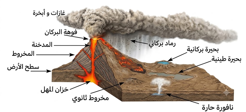 أقسام البركان
