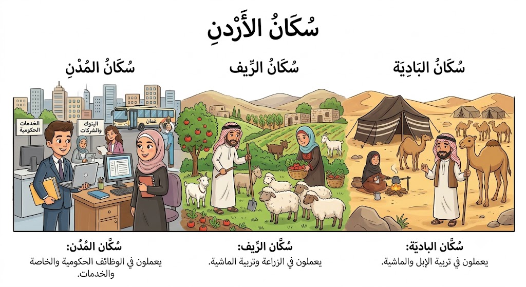 أقسام المجتمع الأردني من حيث أنماط المعيشة